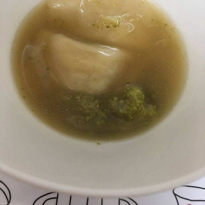 水餃子とブロッコリーの中華とろみスープ(o^^o)